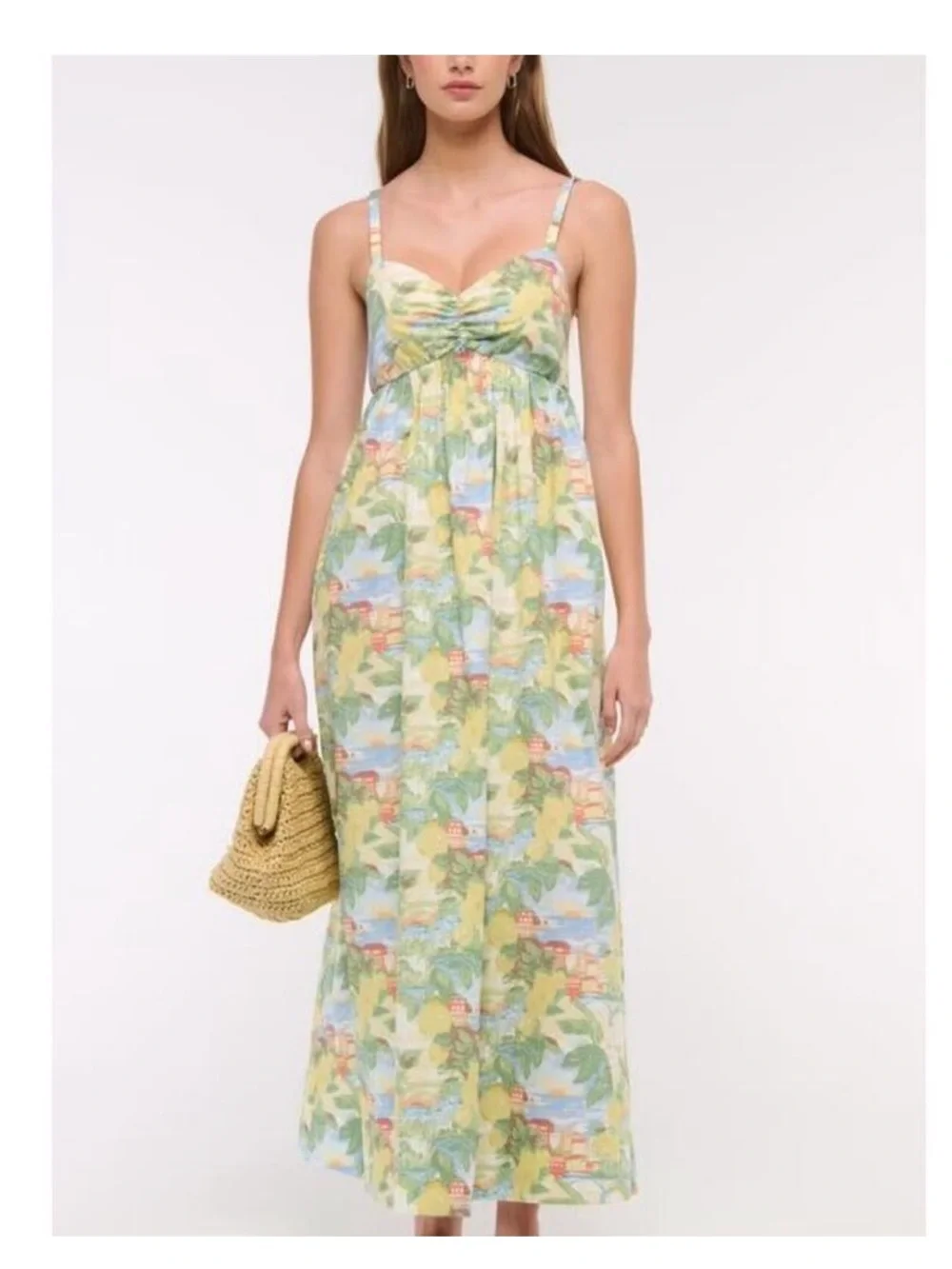 Abercrombie & Fitch Yellow and Green Floral Maxi Dress